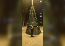 В Днепре на Байкальской жильцы сделали елку из фонарного столба